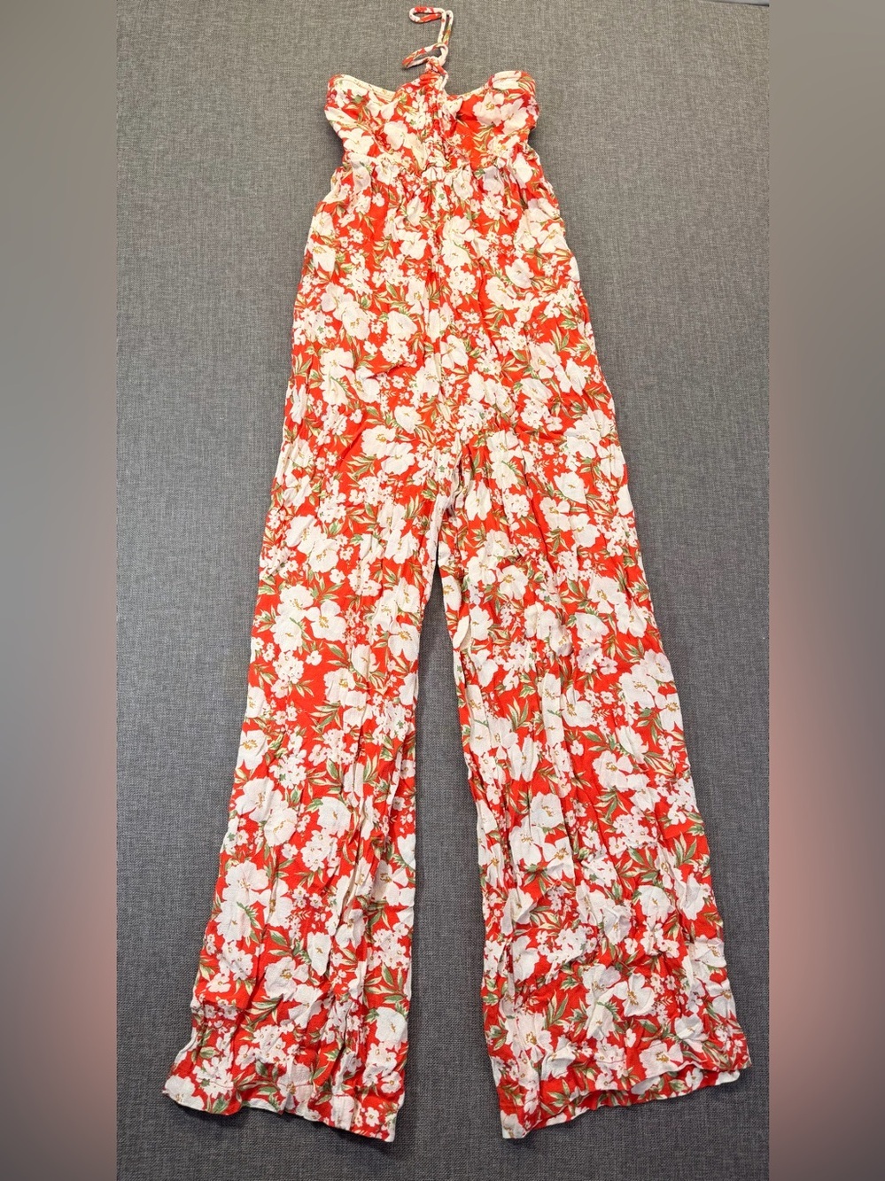 American Eagle Outfitters Women’s Red Floral Wide-Leg Romper Size XS